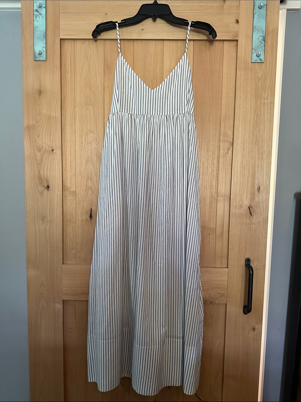 Jenni Kayne Cove Dress Size Small White Navy Stripe Cotton Maxi Dress Pockets - Picture 6 of 12